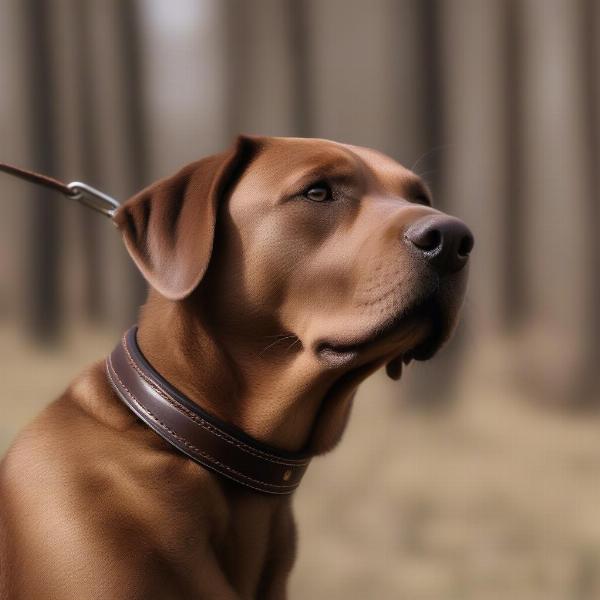 Dog Wearing Leather Hunter Collar