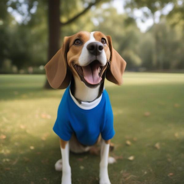 Dog wearing a medium-sized shirt