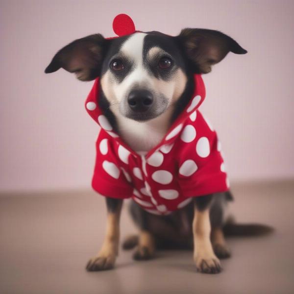 Dog Wearing Minnie Mouse Outfit Comfortably