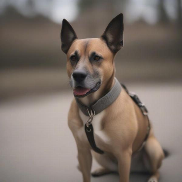 A Dog Happily Wearing a One-Piece Dog Tag