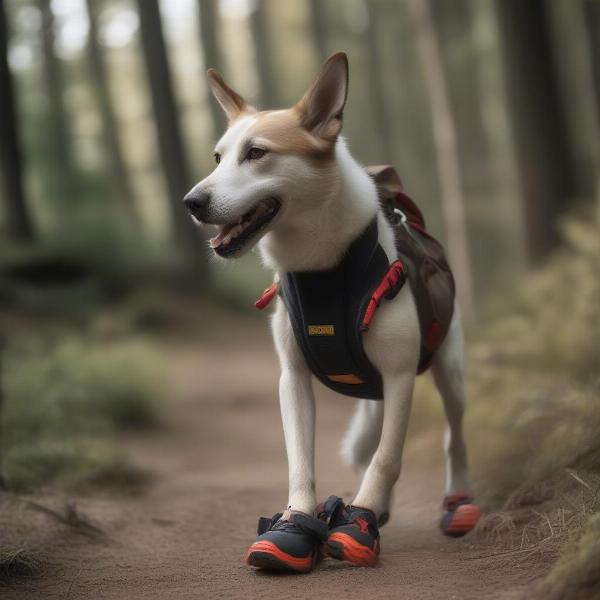 Dog Wearing Protective Boots for Outdoor Adventures