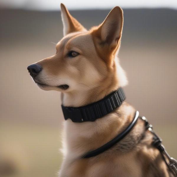 Dog wearing a protective coyote collar