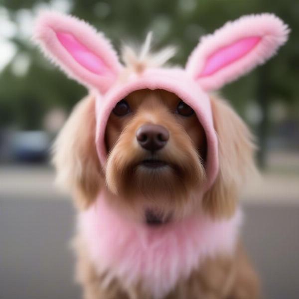 Dog wearing rabbit ear costume