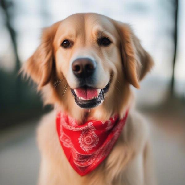 Dog wearing a red bandana