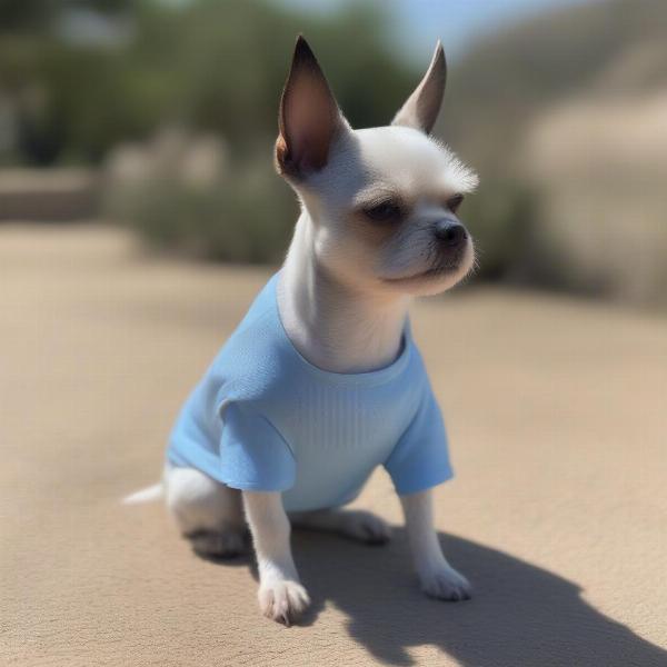 Dog wearing a shirt for sun protection