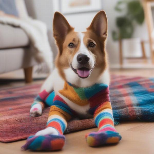 Dog wearing socks