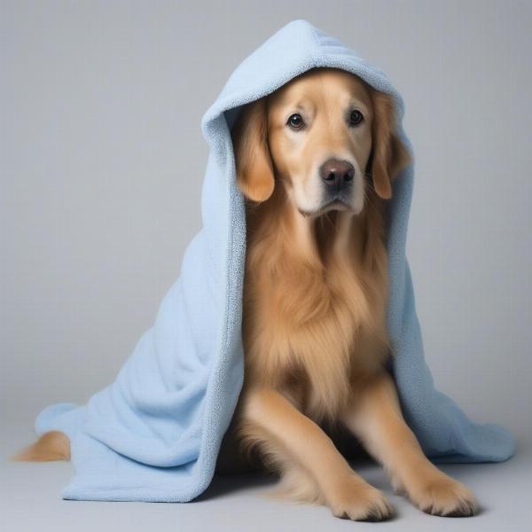 Dog in a Towelling Bath Robe