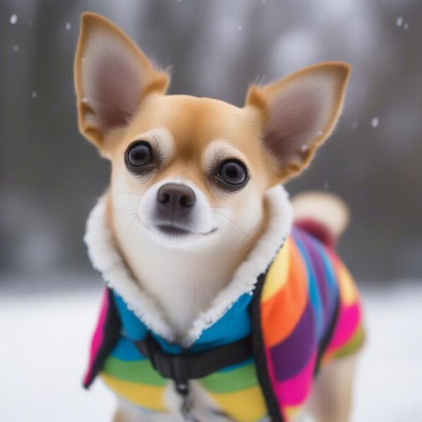 Dog wearing a winter coat