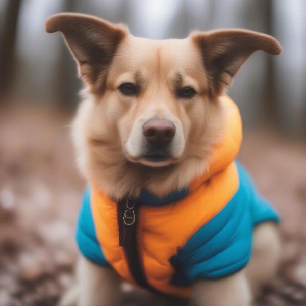 Dog wearing a winter coat