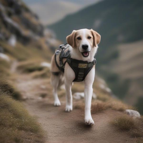 Dog with Chest Plate Hiking