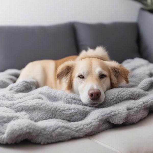 Dog Relaxing on a Chew Proof Dog Blanket