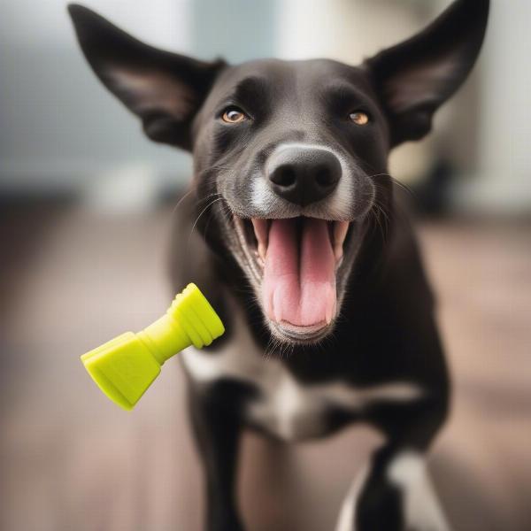 Dog with a chew toy