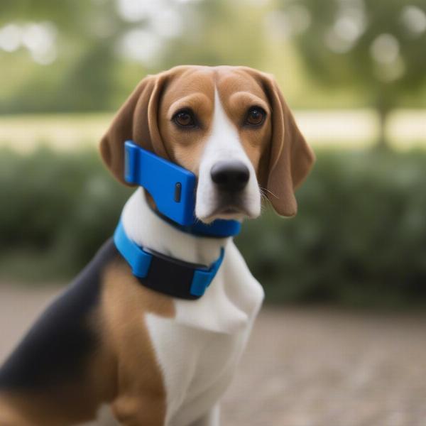 Dog with GPS tracker collar