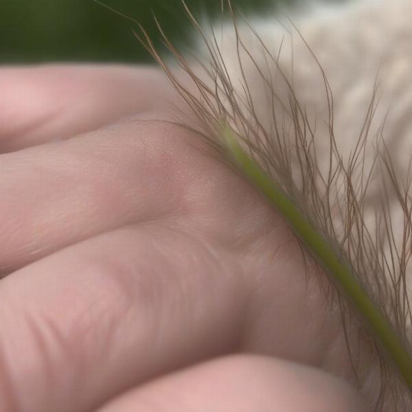 Dog with a grass seed stuck in its paw