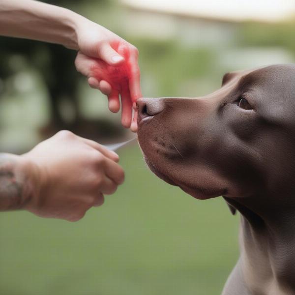 Dog with Hot Spot Being Treated with Chlorhexidine