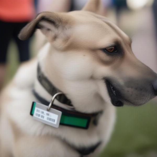 Dog with ID tag and microchip scanner