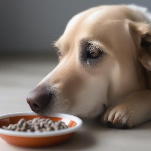 Dog with kidney disease eating renal food