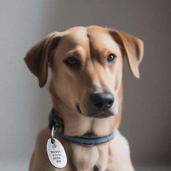 Dog Wearing a Peanut Dog Tag