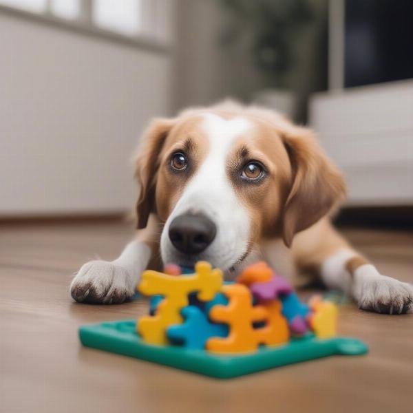 Dog with Puzzle Toy