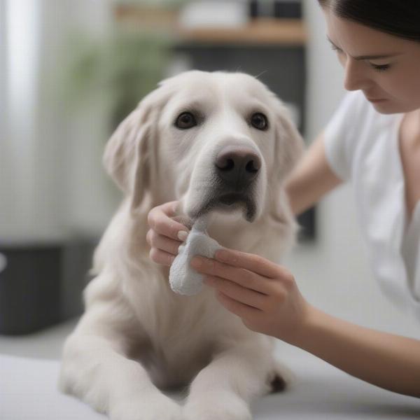 Applying Dry Shampoo to a Dog with Sensitive Skin