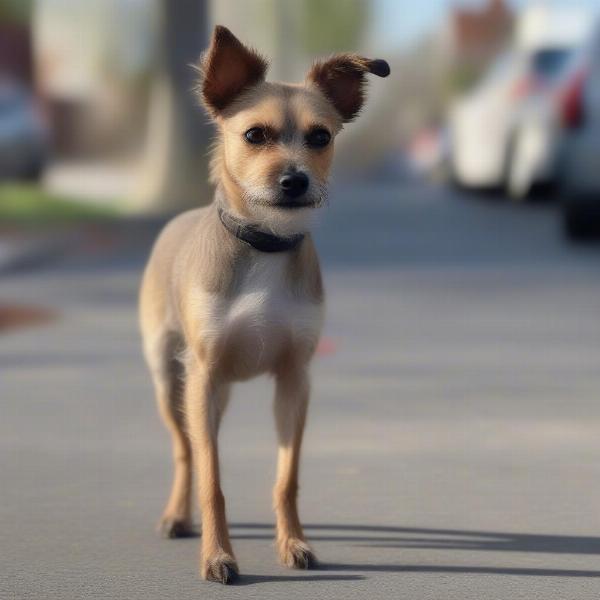 Dog with tail tucked between its legs