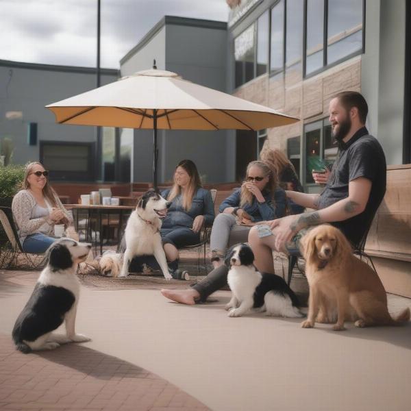 Dogs enjoying the patio at Urban Egg in Colorado Springs