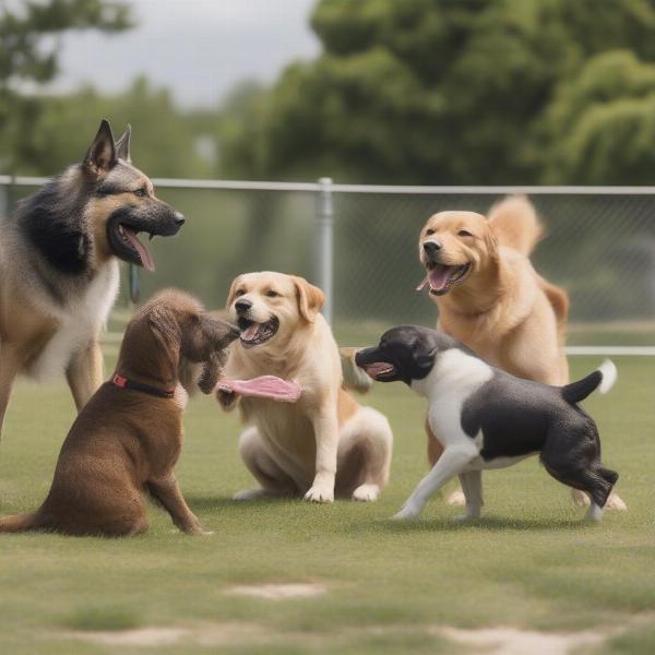 Dogs Playing Together at a Dog Park