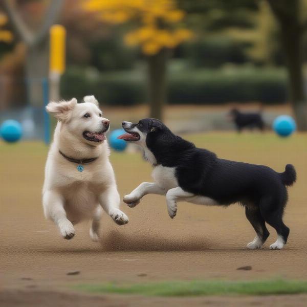 Dogs playing at an Edmonds WA dog park