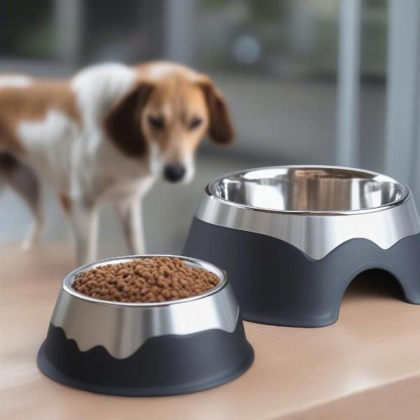 Elevated stainless steel dog bowls for better posture