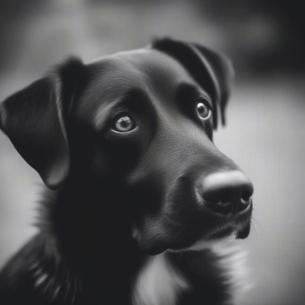 A dog looking adoringly at its owner, captured by Elliott Erwitt