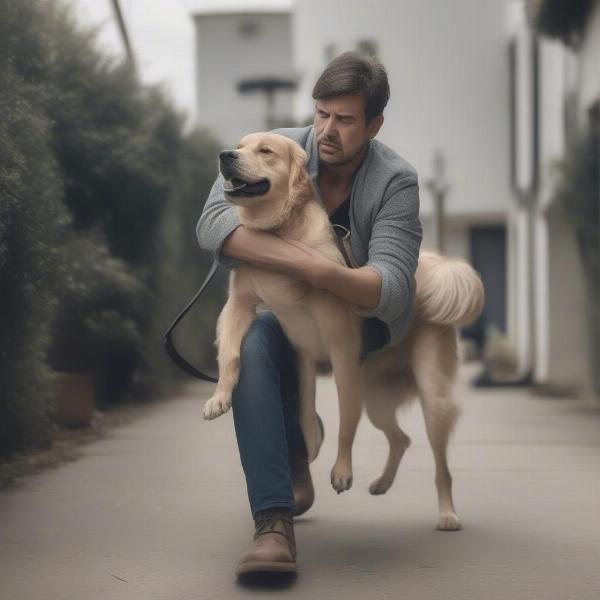 Dog being rushed to the vet for spider bite