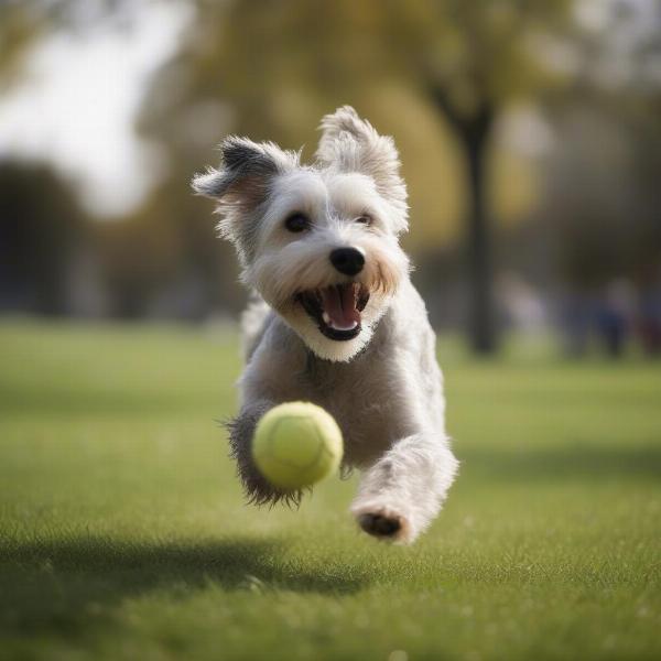 Energetic Dog Playing Fetch