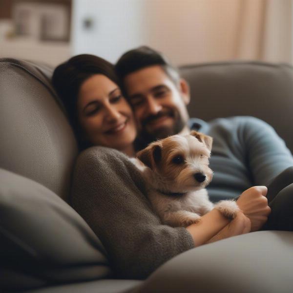 Engagement Photos with Dog at Home