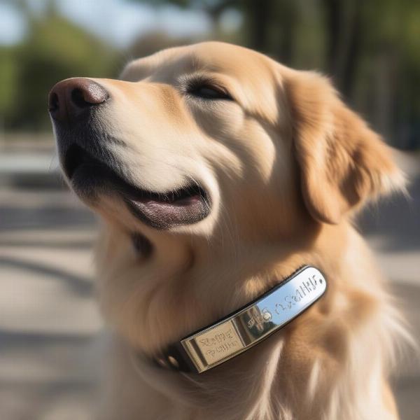 Engraved dog collar helping lost dog reunite with owner