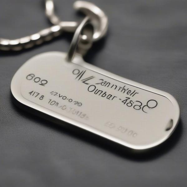 Engraved slide dog tag with dog's name, phone number, and address