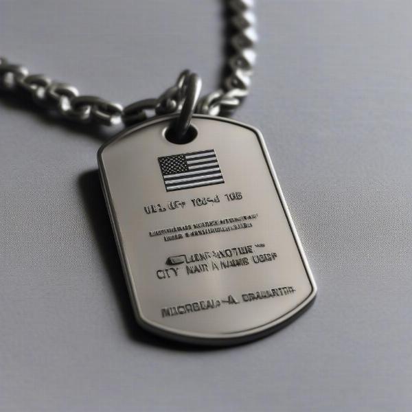 Example of engraved information on a USAF dog tag