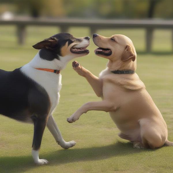 Dogs socializing and playing together at Eppleworth Dog Park