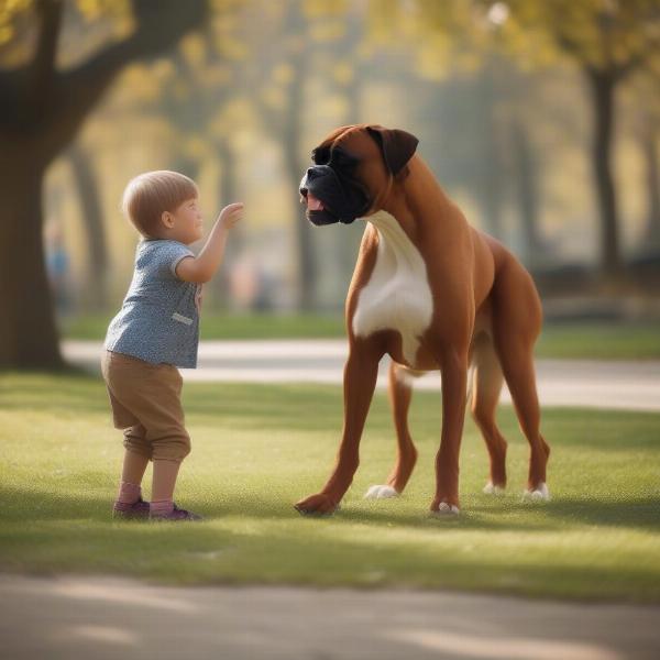 European Boxer Dog Playing