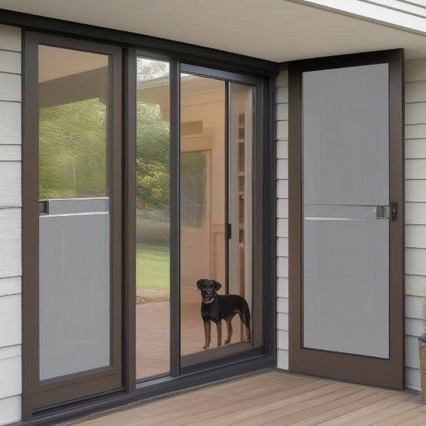 Different types of external doors with built-in dog doors