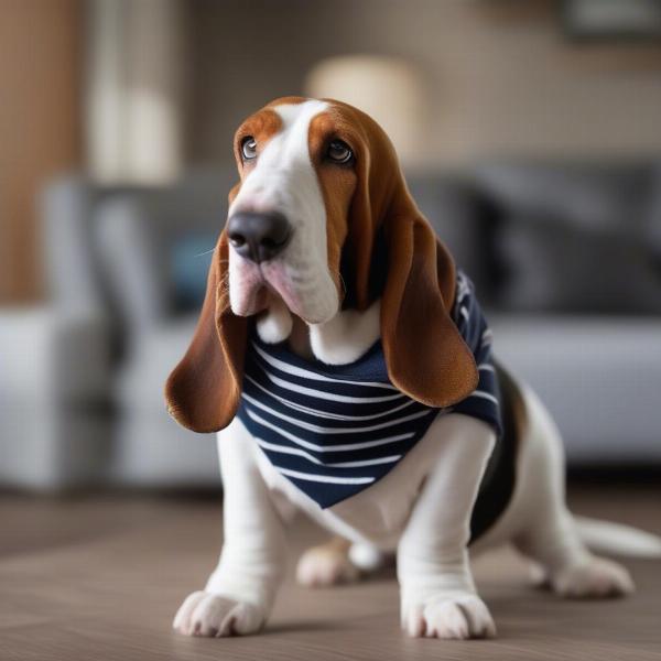 Basset Hound in Fashionable Clothes