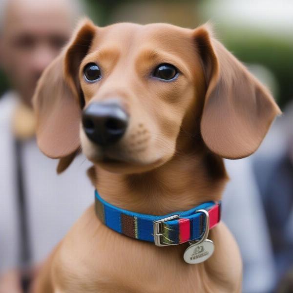 Dachshunds wearing different stylish collars