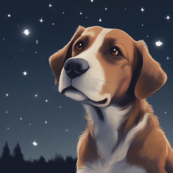 A female dog looking at the stars