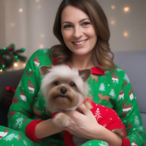 Festive dog and owner Christmas pajamas