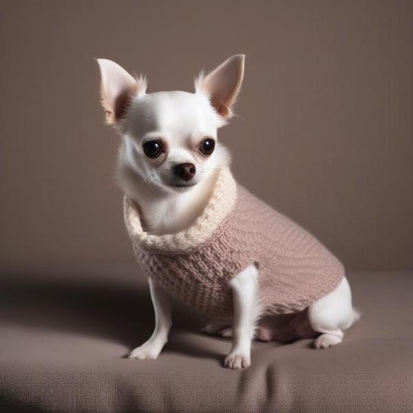 Finished crochet dog sweater on a small dog