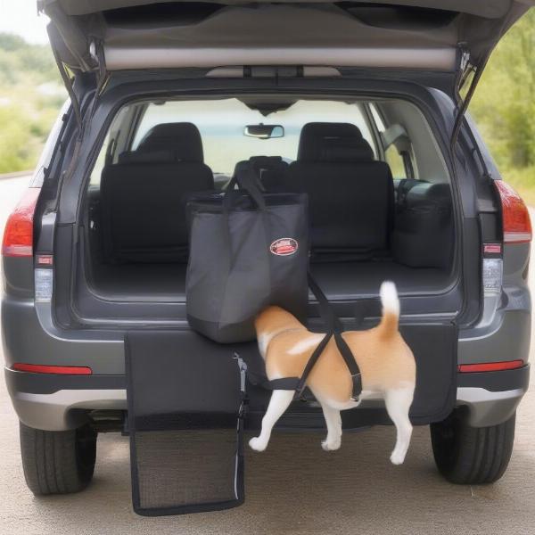 Foldable dog hitch step for travel