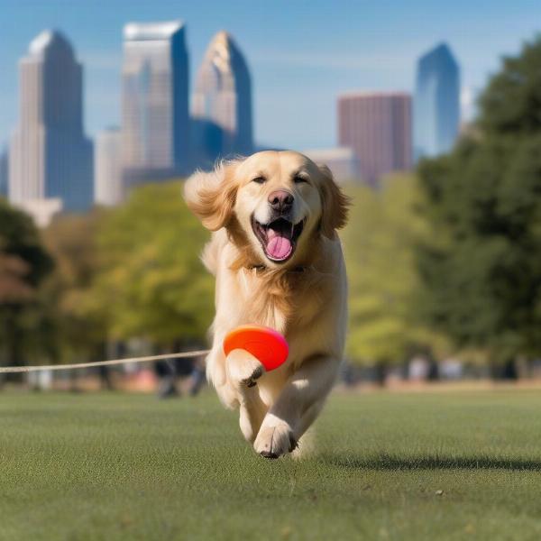 Dog enjoying the open space at Freedom Park in Charlotte