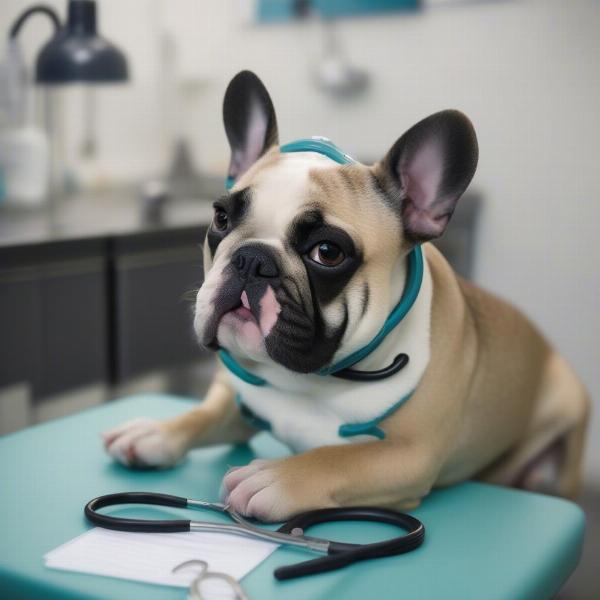 French Bulldog undergoing a veterinary checkup