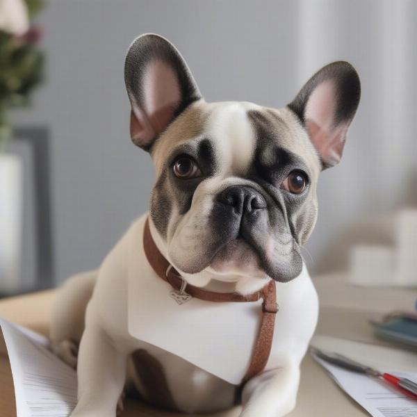 French Bulldog with Insurance Policy