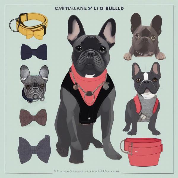 French Bulldog wearing various collar types