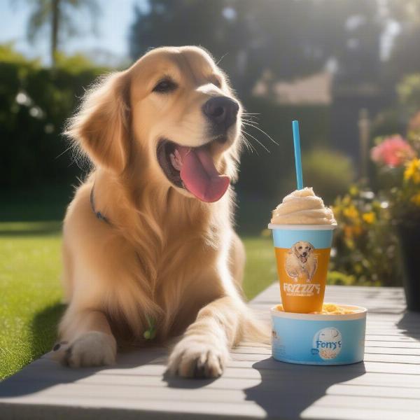 Happy Dog Enjoying Frozzys Ice Cream